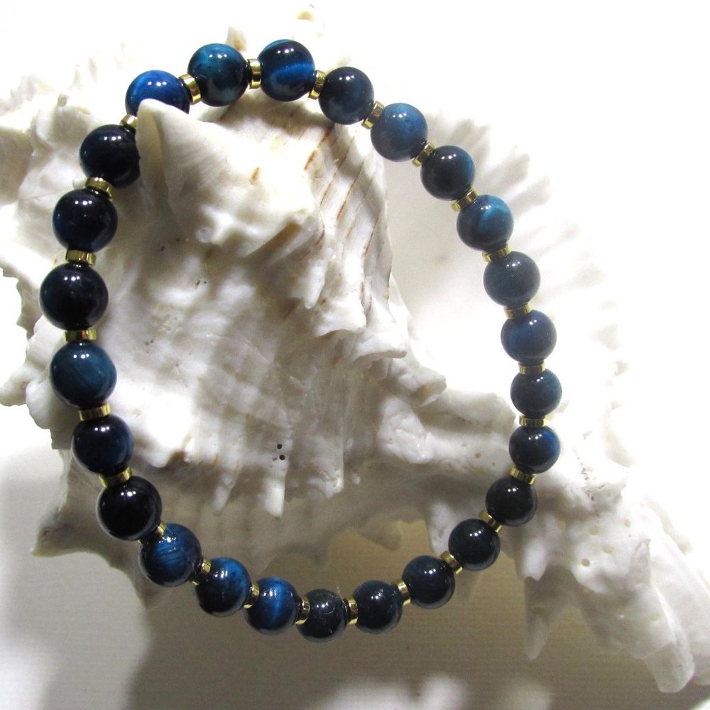 Peacock Blue Tiger's Eye Gemstone Bracelet